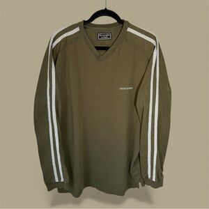VTG Abercrombie & Fitch Long Sleeve Embroidered Shirt Pullover V-Neck Mens Large